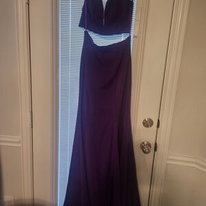 Elegant  Prom Purple Two-Piece Maxi Dress